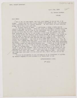 Letter to Mabel Brewster, April 9, 1909