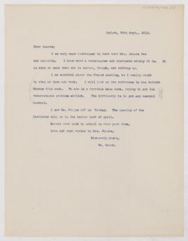 Letter to Henry Barton Jacobs, September 30, 1912