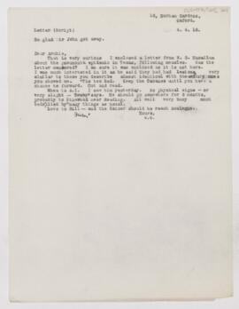 Letter to Thomas Archibald Malloch, April 4, 1918