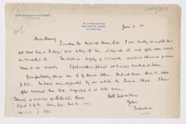 Letter to Harvey Cushing