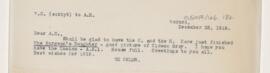 Letter to Thomas Archibald Malloch, December 28, 1918