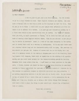 Letter to Francis John Shepherd, January 1, 1875