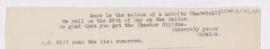 Letter to  Chadwick (?), undated