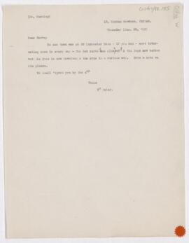 Letter to Harvey Cushing, January 30, 1919