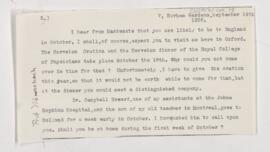 Letter to Karl Friedrich Wenckebach, September 19, 1906