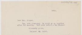 Letter to Mrs. Charles Joseph Singer, 1916