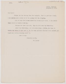 Letter to Thomas McCrae, December 4, 1914