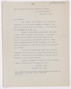 Letter to George H. Simmons, April 14, 1919