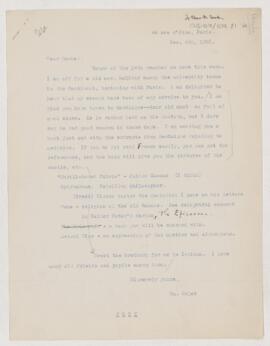 Letter to Charles N. Combs, December 4, 1908