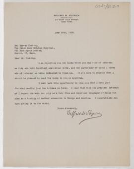 Letter to Harvey Cushing, June 30, 1925