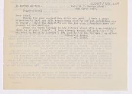 Letter to John George Adami, April 2, 1919
