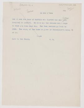 Letter from William Osler, November 9, 1908