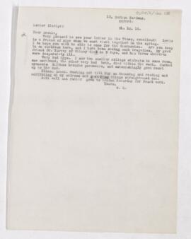 Letter to Thomas Archibald Malloch, October 31, 1918