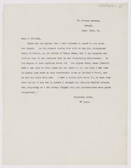 Letter to James William White, September 16, 1910