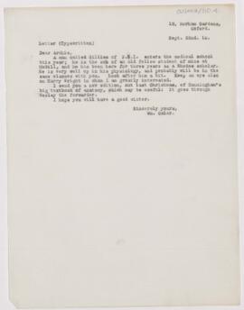 Letter to Thomas Archibald Malloch, September 22, 1910