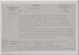 Letter to Harvey Cushing, February 13, 1921