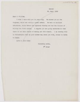 Letter to James William White, September 26, 1913