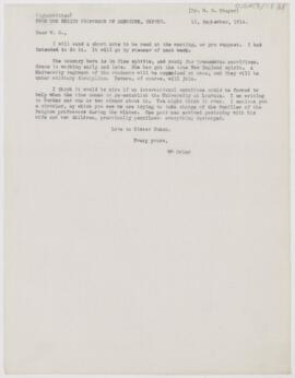 Letter to Lewellys Franklin Barker, September 9, 1914