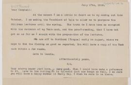 Letter to Campbell Palmer Howard, July 17, 1912
