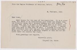 Letter to Graham Lusk, February 5, 1915