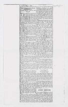 Clipping from the Boston Evening Post, "The Athenaeum Club."