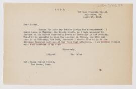 Letter to Anson Phelps Stokes, April 17, 1913