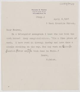Letter to Richard M. Pearce, April 4, 1901