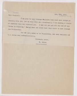 Letter to Campbell Palmer Howard, October 8, 1910