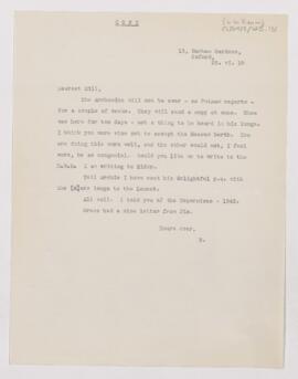 Letter to William Willoughby Francis, June 22, 1918