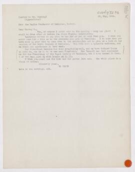 Letter to Harvey Cushing, May 22, 1914