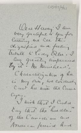 Letter to Harvey Cushing