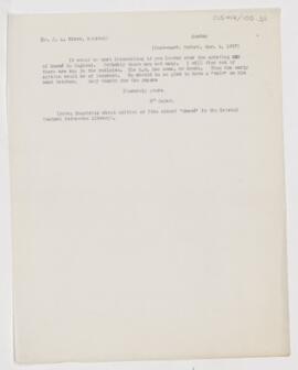Letter to John Alexander Nixon, March 4, 1907