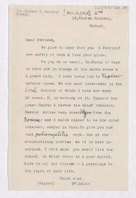 Letter to Wilburt Cornell Davison, November 2, 1916