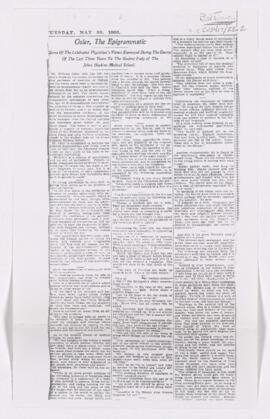 Osler, The Epigrammatic