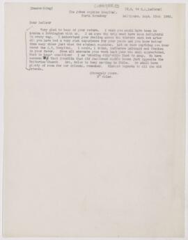 Letter to Henri Amédée Lafleur, September 22, 1892