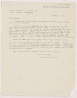 Letter to William Osler, June 30, 1904