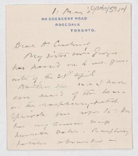 Letter to Harvey Cushing, May 1, 1921