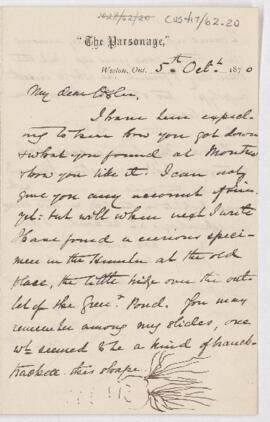 Letter to William Osler, October 5, 1870