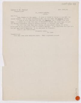 Letter to Harvey Cushing, November 15, 1910