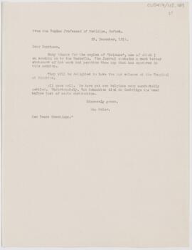 Letter to Fielding Hudson Garrison, December 23, 1914