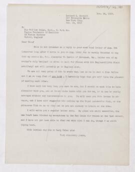 Letter to William Osler, October 14, 1918