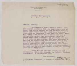 Letter to Harvey Cushing, December 27, 1925