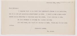 Letter to Thomas McCrae, November 9, 1909