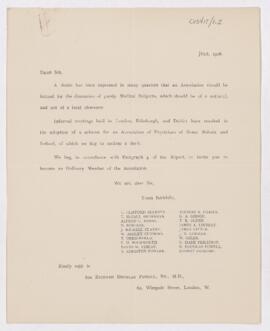 Letter, Association of Physicians of Great Britain and Ireland