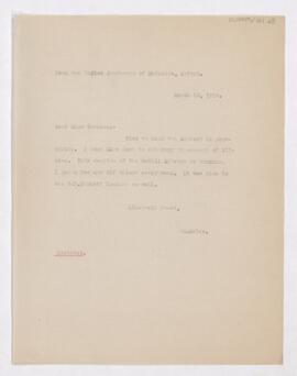 Letter to Miss Cameron, March 15, 1916