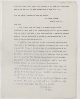 Letter to George Dock, October 30, 1911