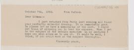 Letter to Emanuel Libman, October 7, 1905
