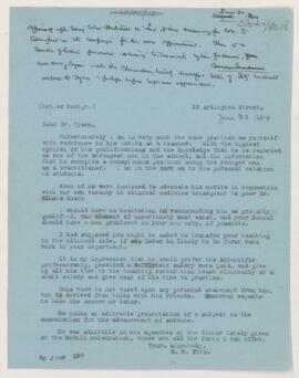 Letter to James Tyson, June 30, 1884