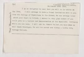 Letter to Karl Friedrich Wenckebach, September 29, 1906