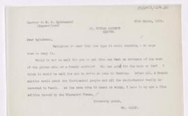 Letter to Marion Harry Spielmann, March 28, 1919